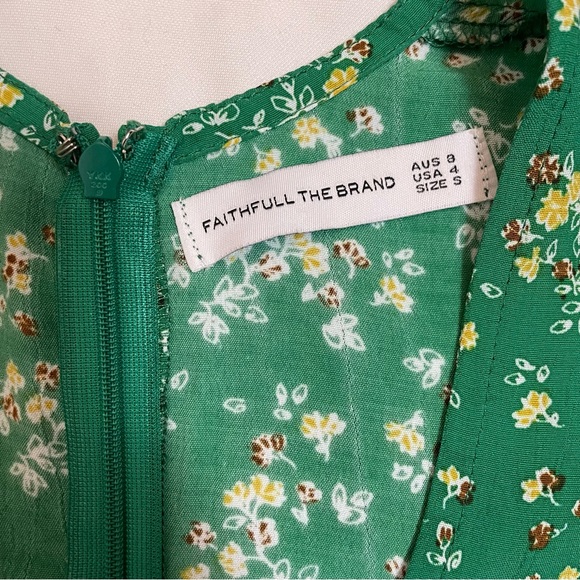 Faithfull The Brand Margo Green Floral Mini Dress Size S - Picture 8 of 12
